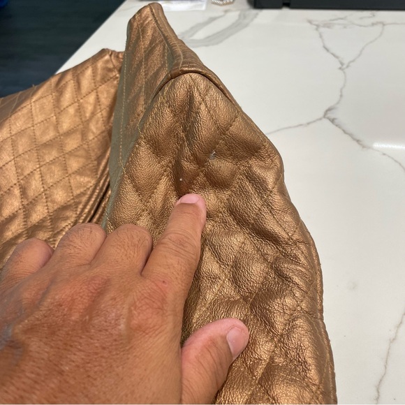 NEW Vintage 80s 90s Blushe Impressions Gold Quilted Leather Zipper Jacket w/belt - Picture 13 of 14